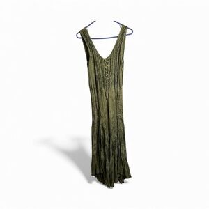My Choice Womens Large Sleeveless Maxi Dress Green Fairy Grunge Bohemian 6244